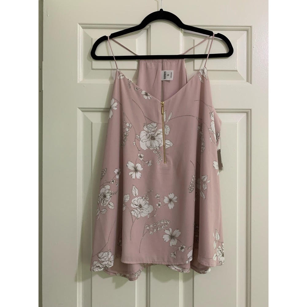 NWT Express Baby Pink Floral Strappy Tank Top XL